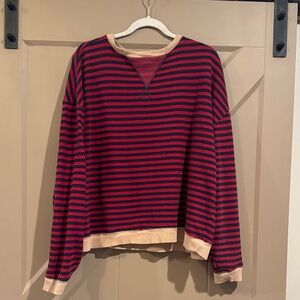 Free People Red and Black Striped Top